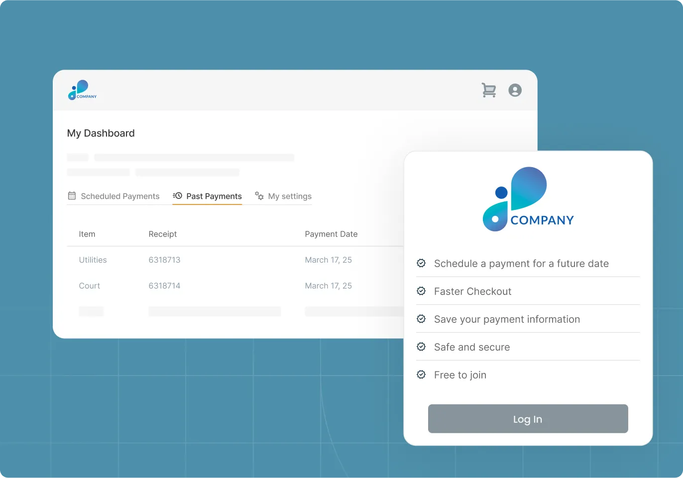 A dashboard mockup of payment invoice.