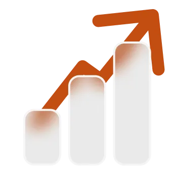 A business inteligence graph and an arrow pointing up.