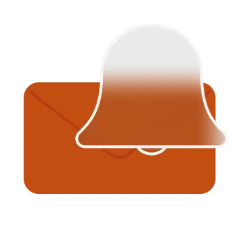 A bell in front of an envelope.