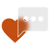 A heart and a message representing Client stories.