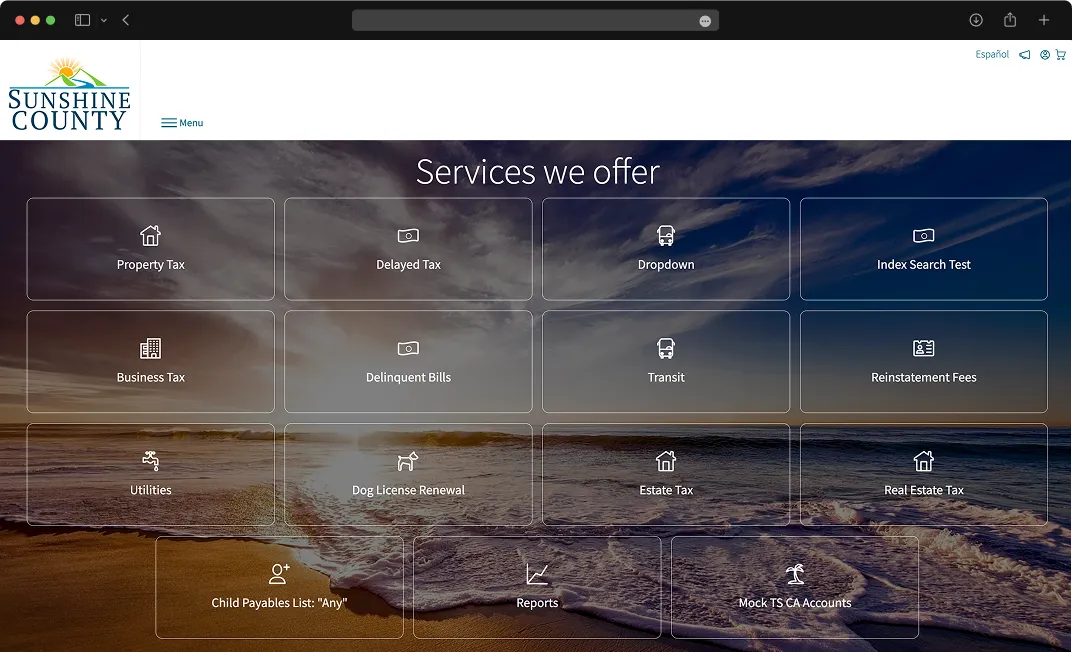 GovHub services dashboard.