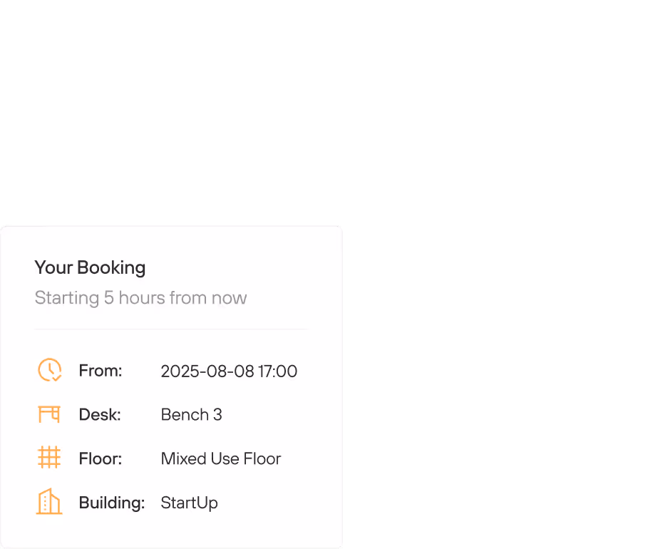 A close up of the booking details UI for WiggleDesk