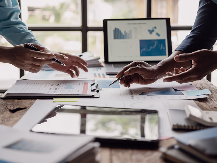 quantity surveying and cost management page - image of charts and finances