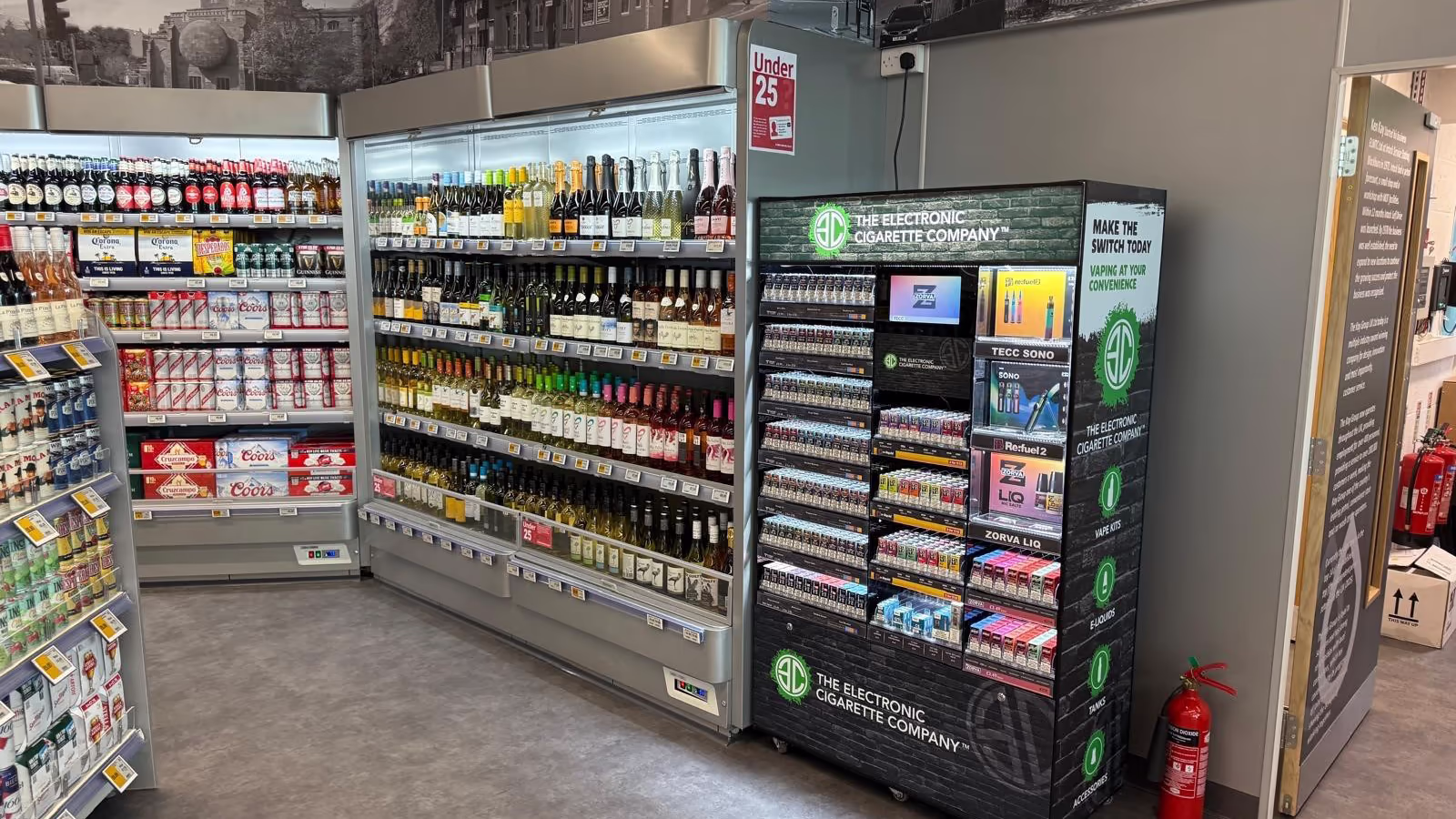 service station fit out featuring fridges