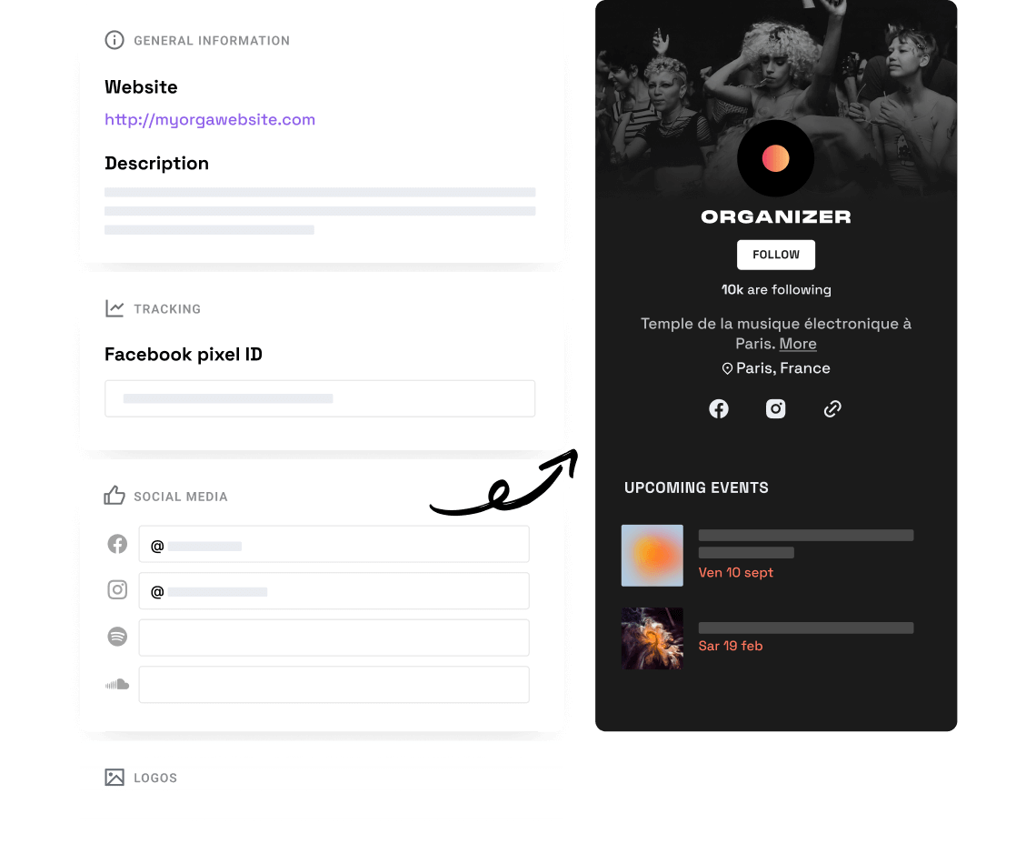 page d'édition de la page organisateur