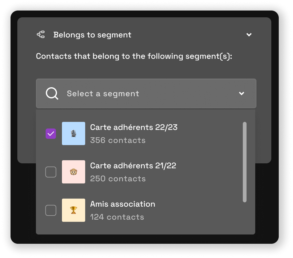 Exemples de segments d'abonnement