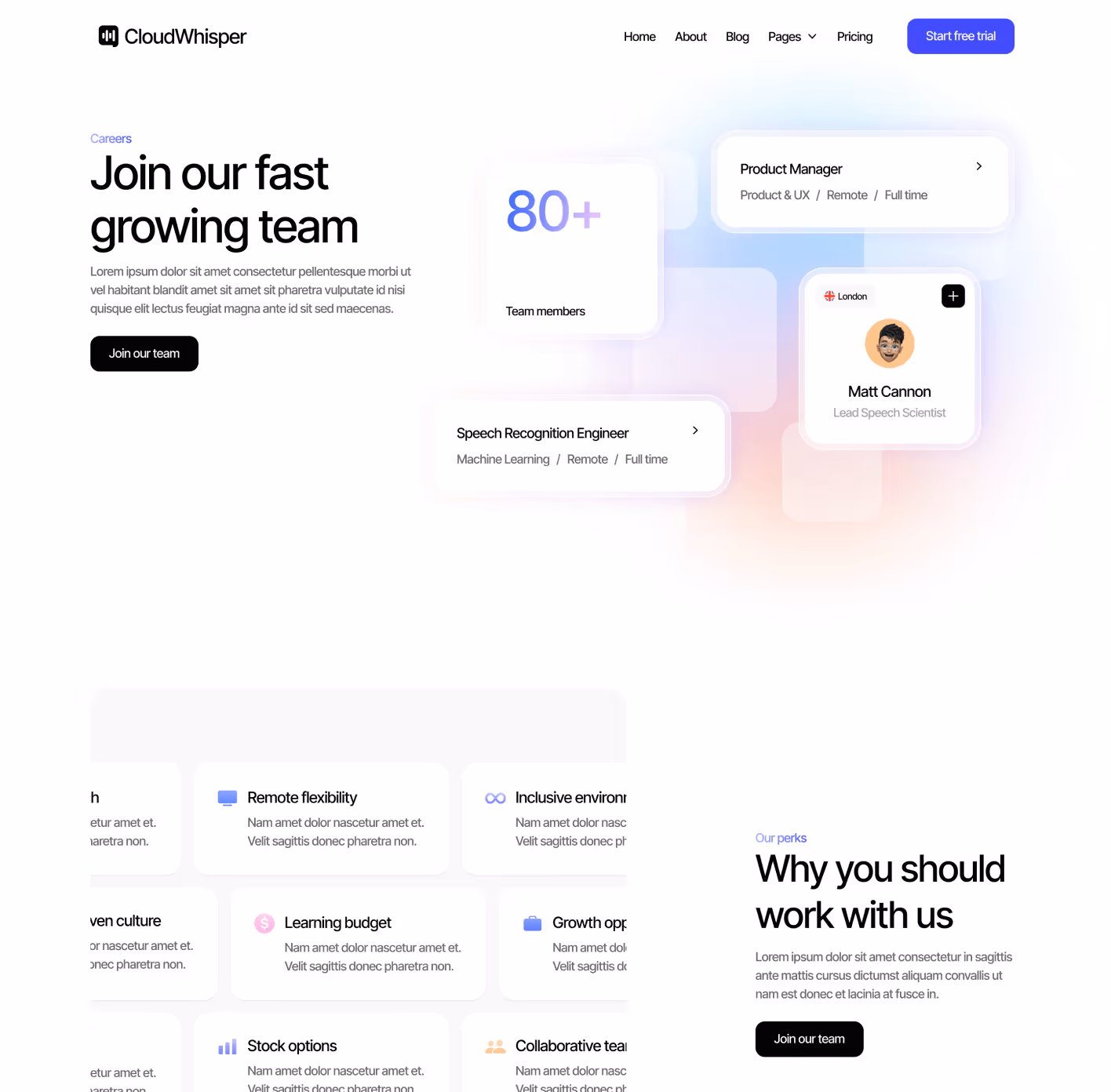 CloudWhisper - Careers Page - Speech To Text App Webflow Template