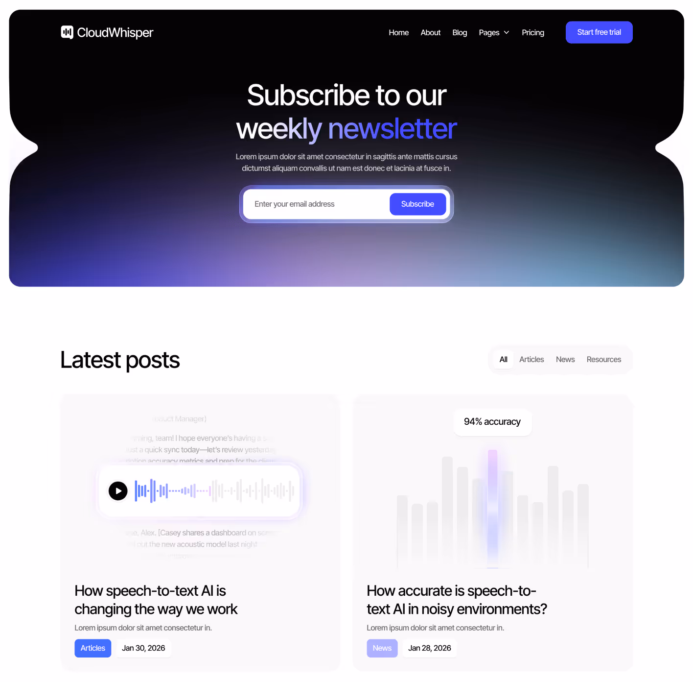 CloudWhisper - Blog V2 Page - Speech To Text App Webflow Template