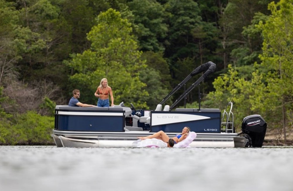 Pontoon boat on the water
