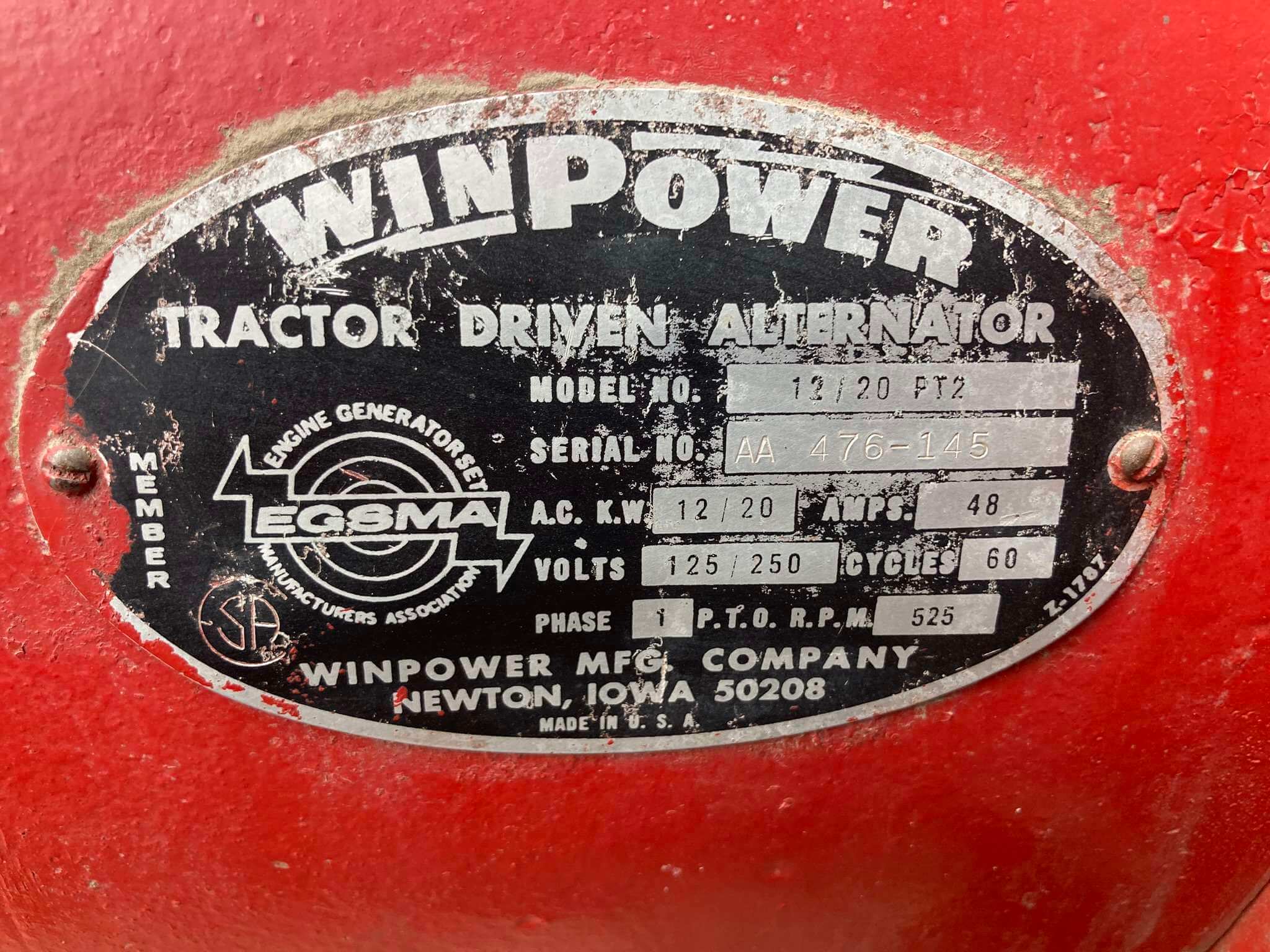 WinPower 12/20 PTO generator