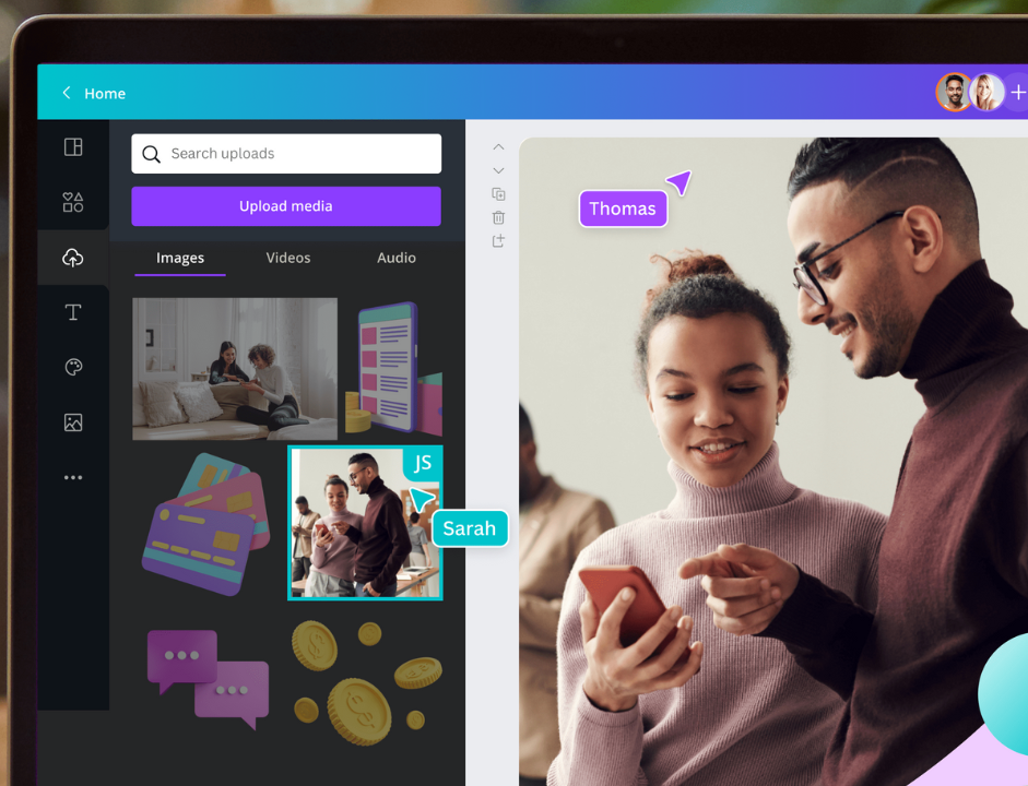 Screenshot of the Software Canva for teams to edit a video online