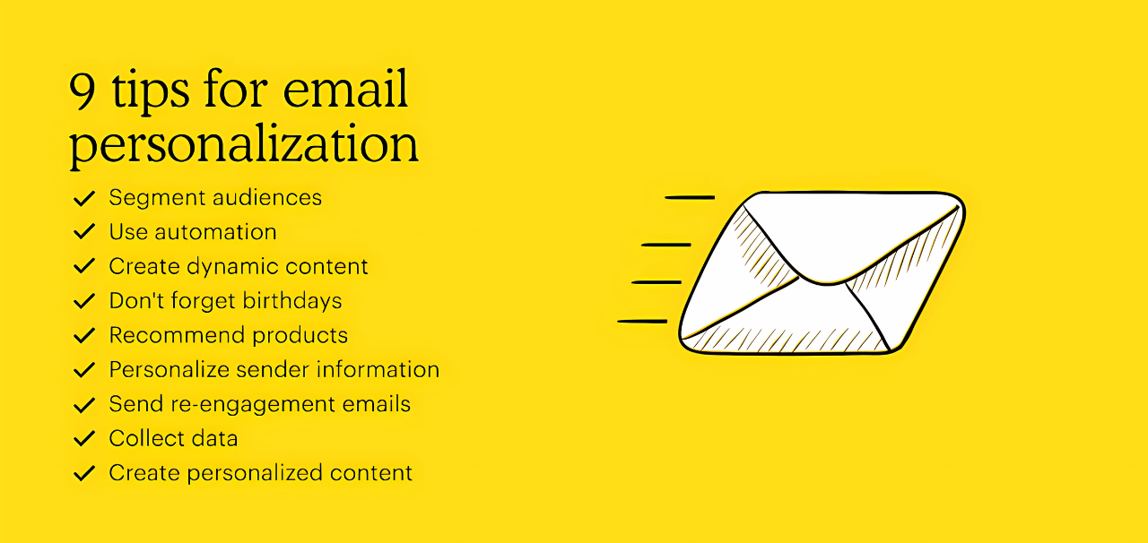 Image with text explaining tips for email personalization