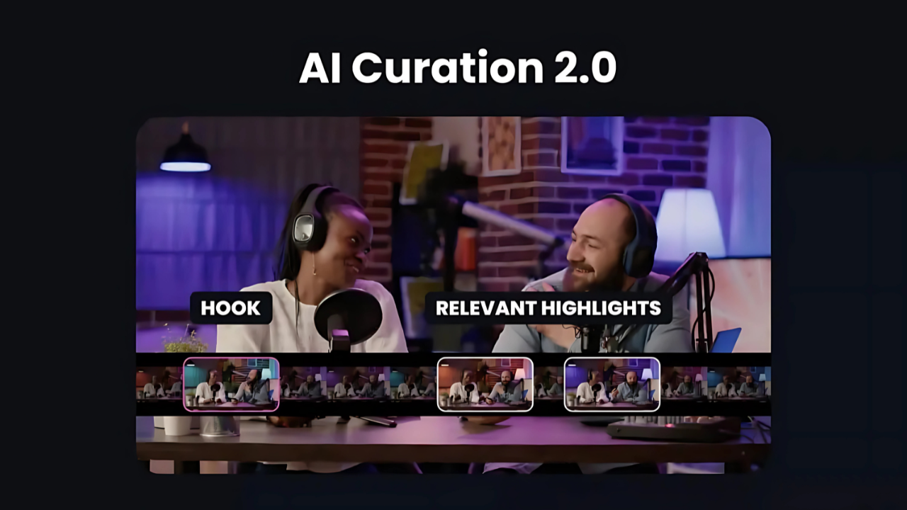 Screeshot of OpusClip's feature to highlight clips from a long video