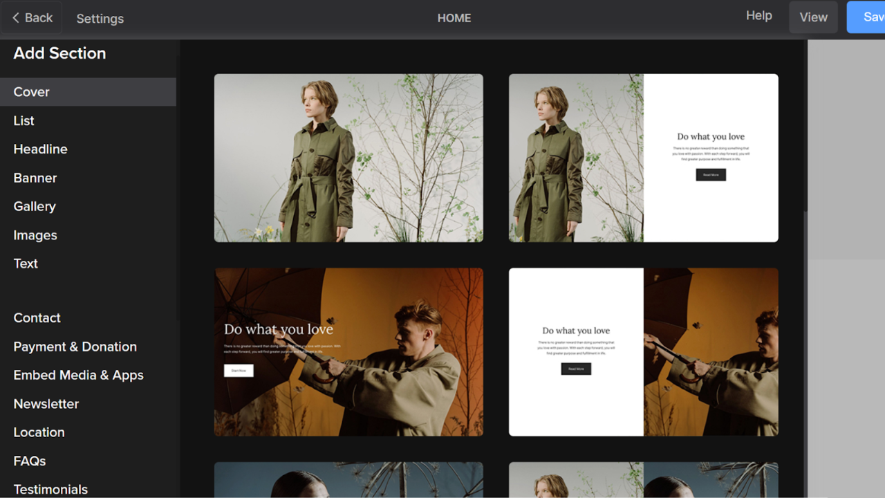 Screenshot of Website Builder Pixpa