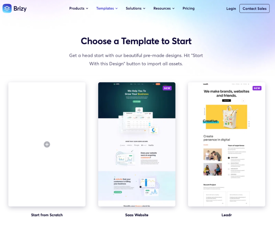 Screenshot of Website Builder Brizi.io