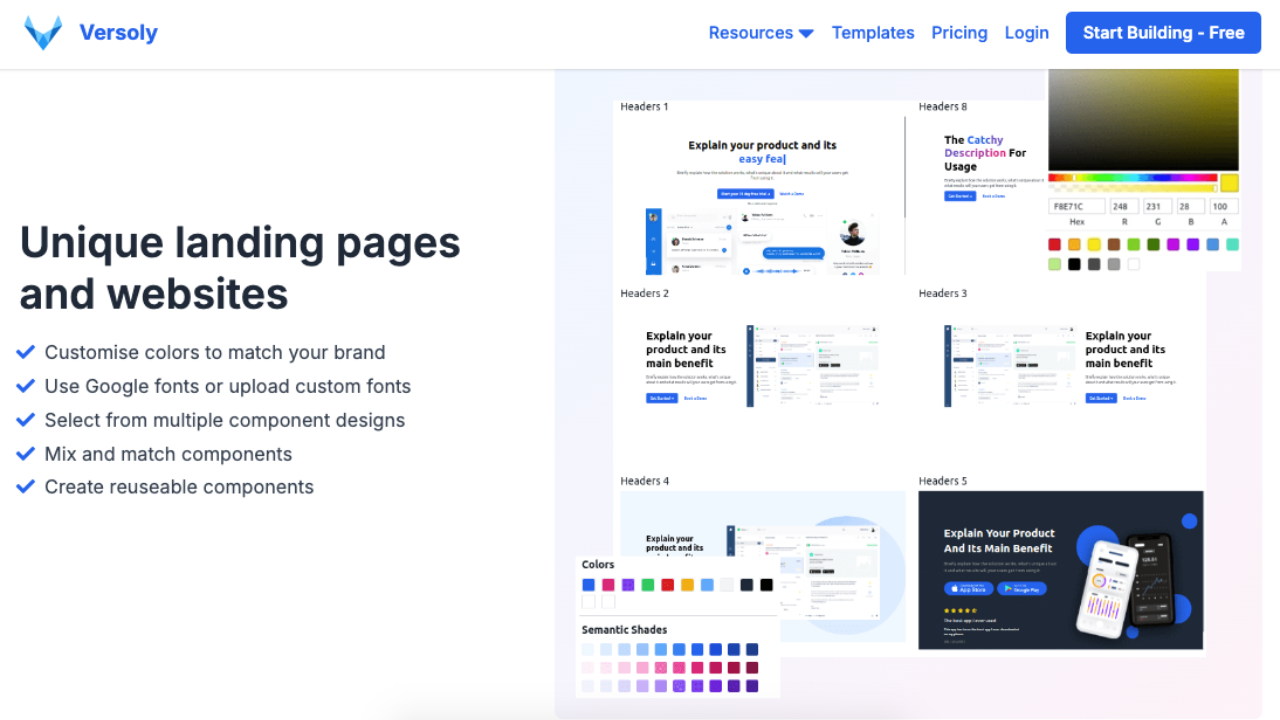Screenshot of Versoly Website Builder for Creators