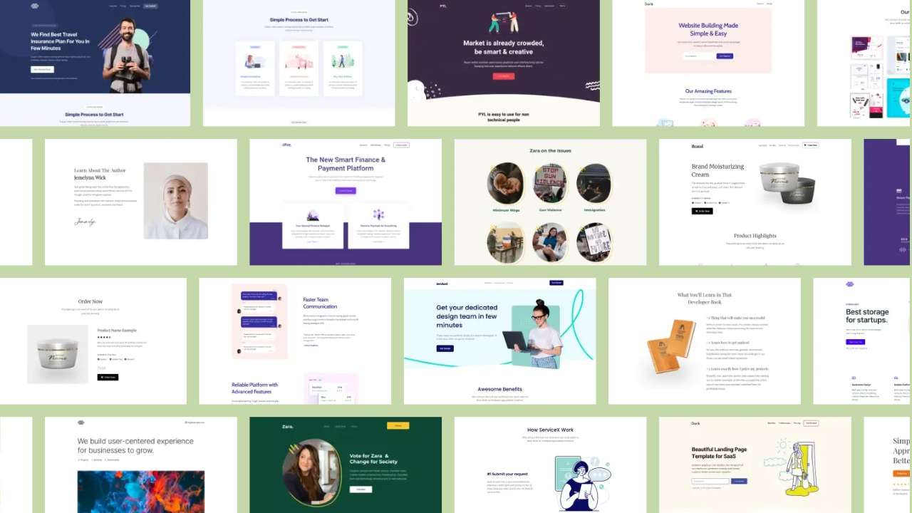 Screenshot of some AI Website generations by Dorik AI