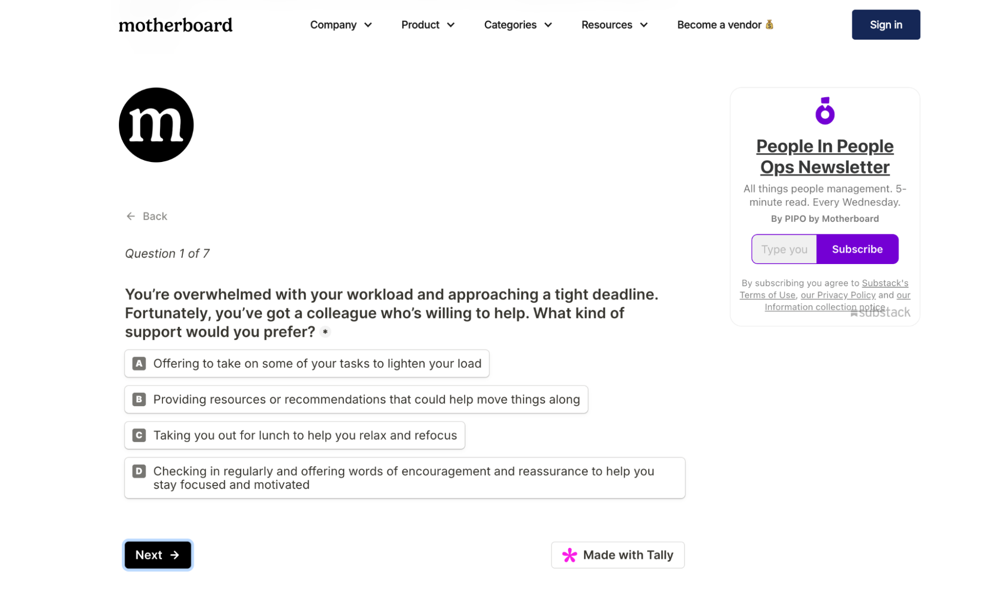 Screenshot of Tally - Form Builder for Content Creators