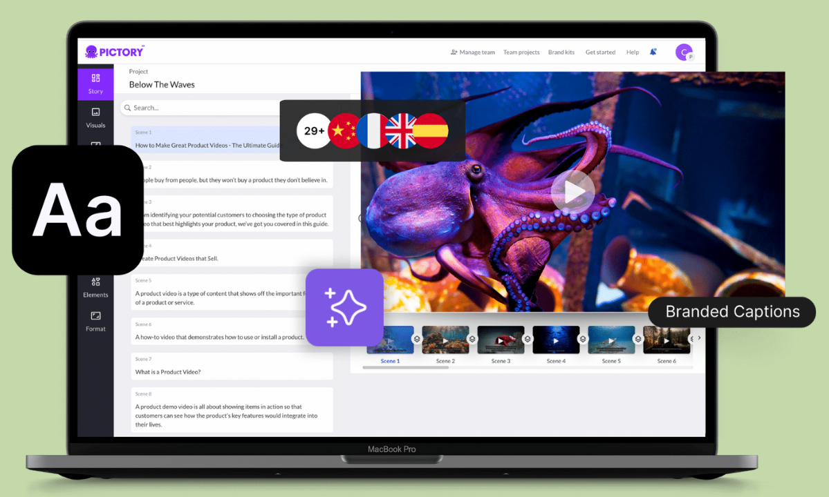 Screenshot of Pictory's video editor for Creators