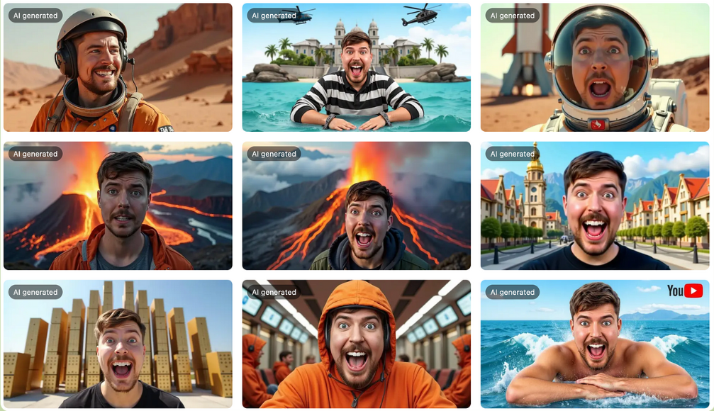 9 thumbnail examples generated by AI