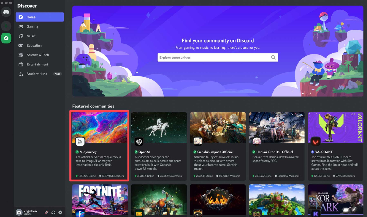 Screenshot of Midjourney’s platform for creators