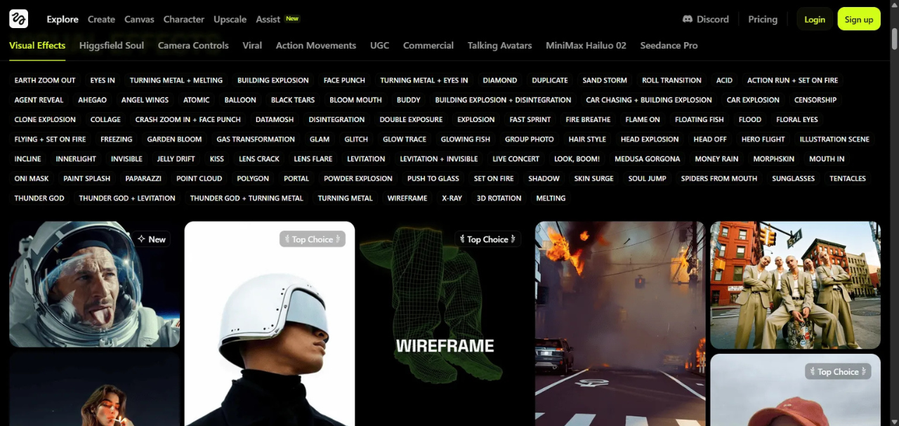 Screenshot of Higgsfield’s platform for creators