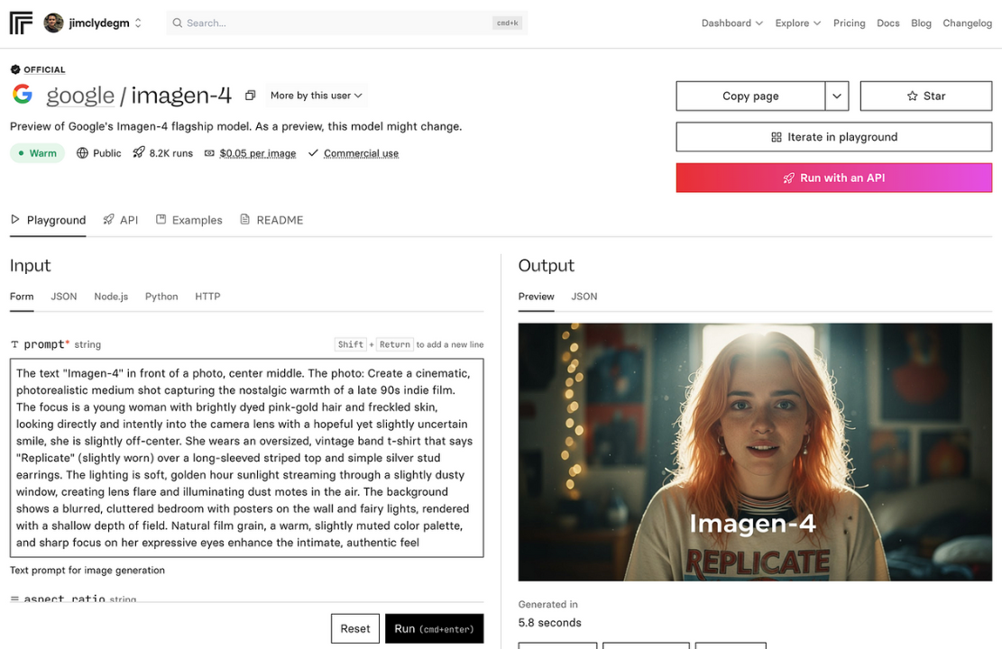 Screenshot of Google Imagen 4’s platform for creators
