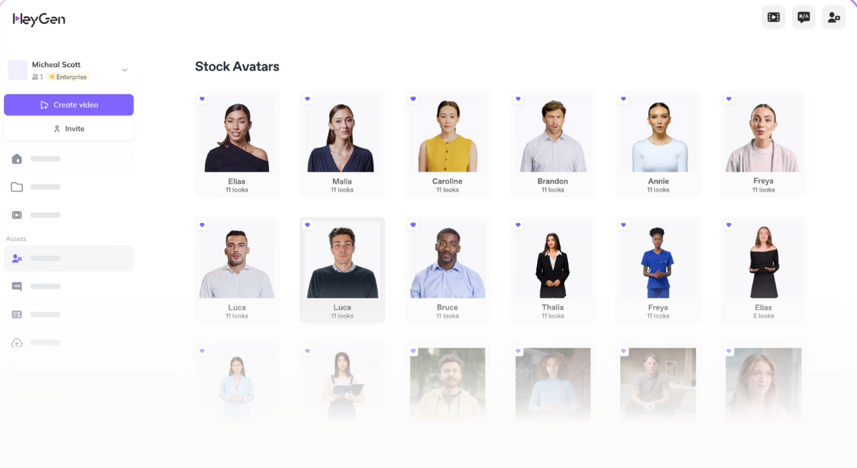 Screenshot of HeyGen's Avatar Stock