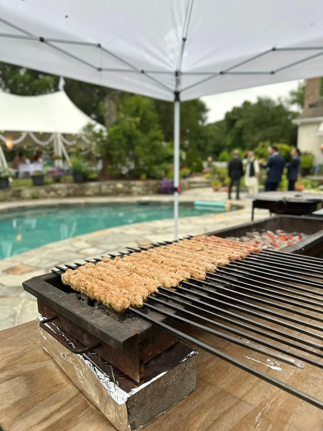 a grill with food. 