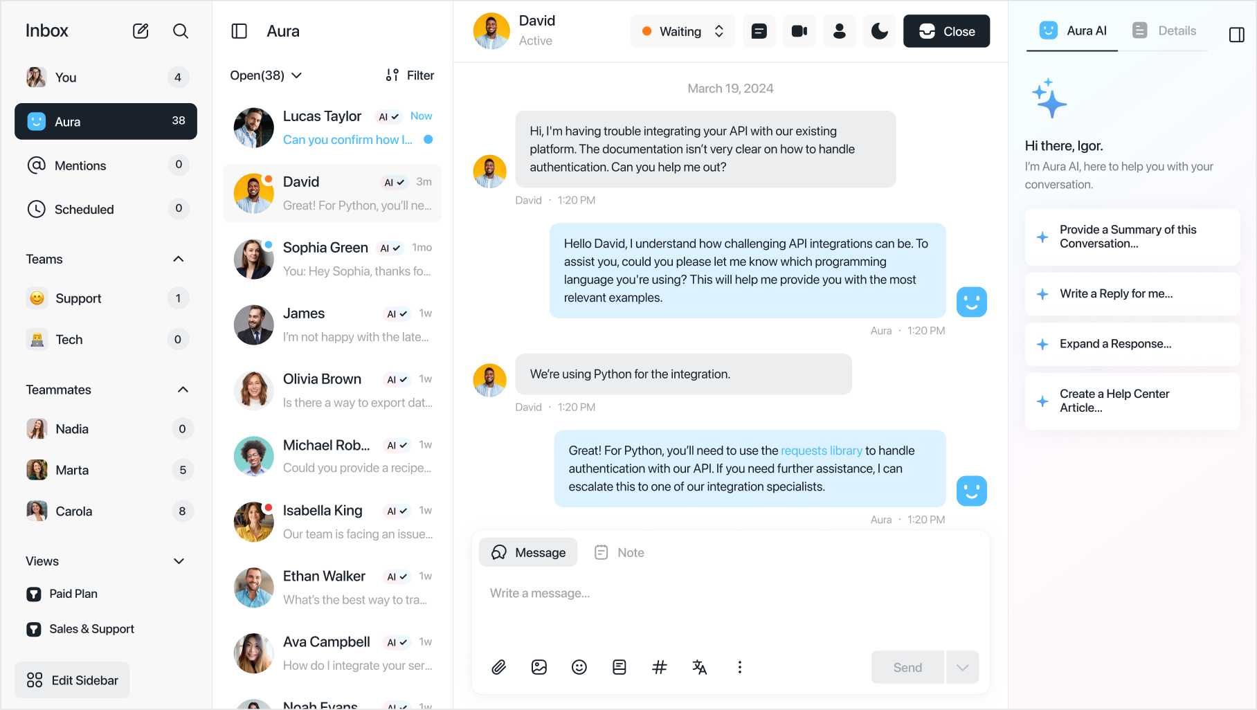 AI Assistant for shared inboxes