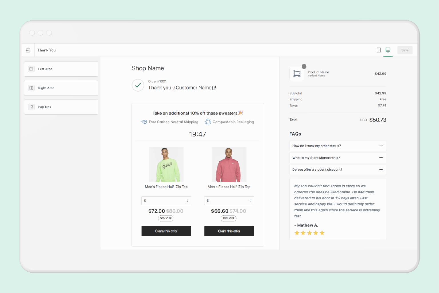AfterSell Thank You Page Editor