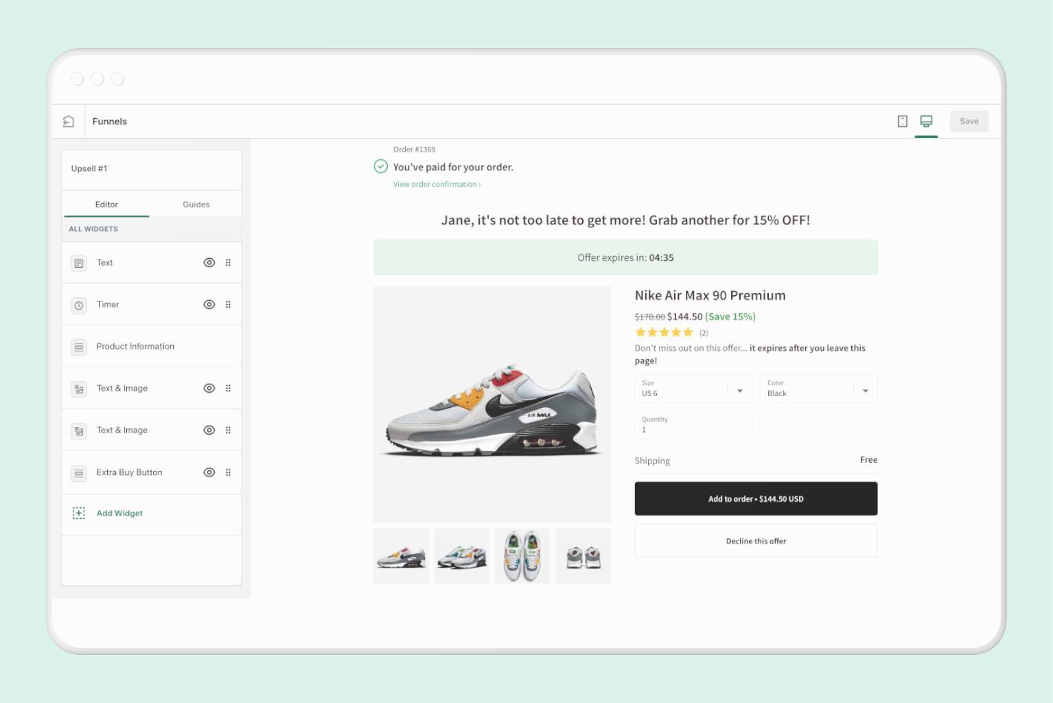 One Click Upsell Editor