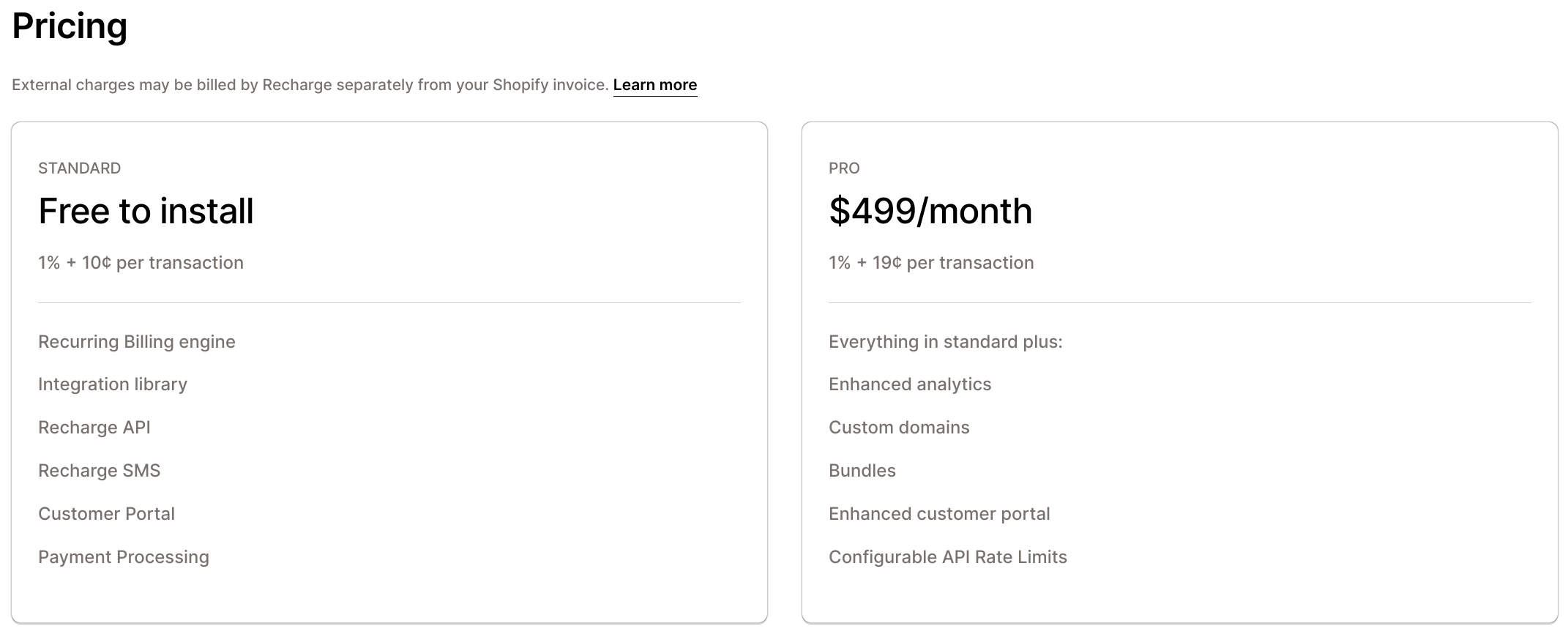 Recharge Pricing