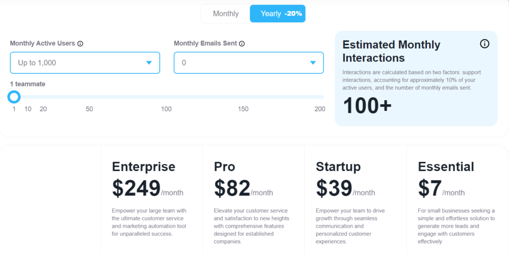 Customerly pricing