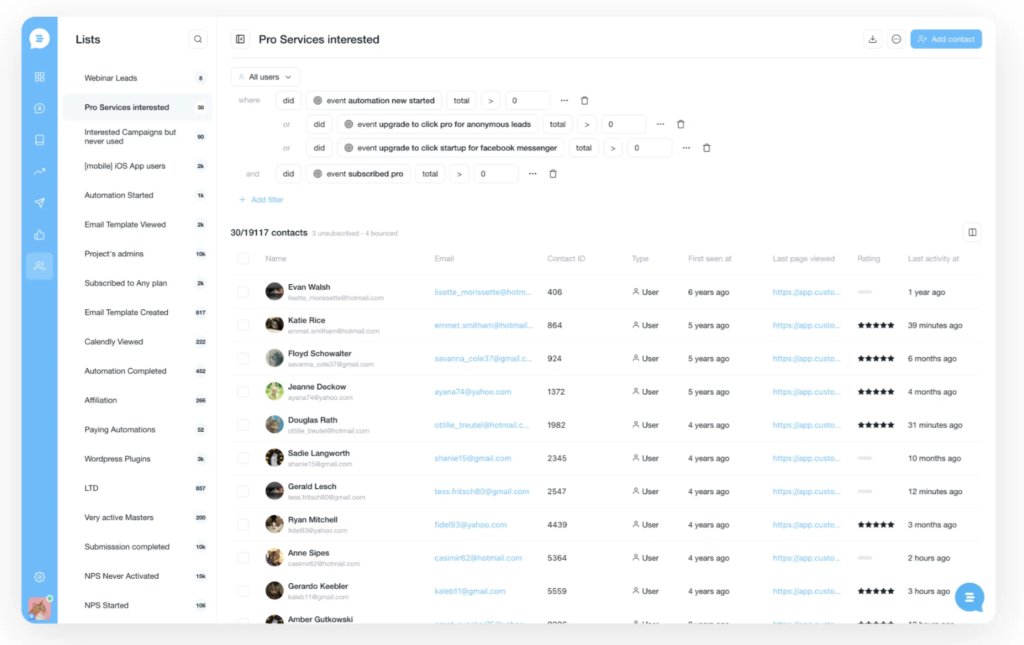 Customerly segmentation