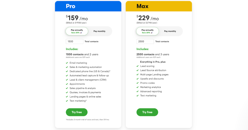 Keap pricing