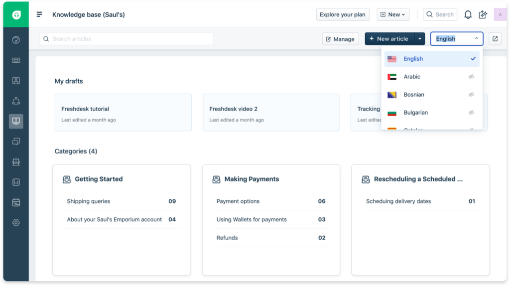 Customer service tool 3 - Freshdesk dashborad