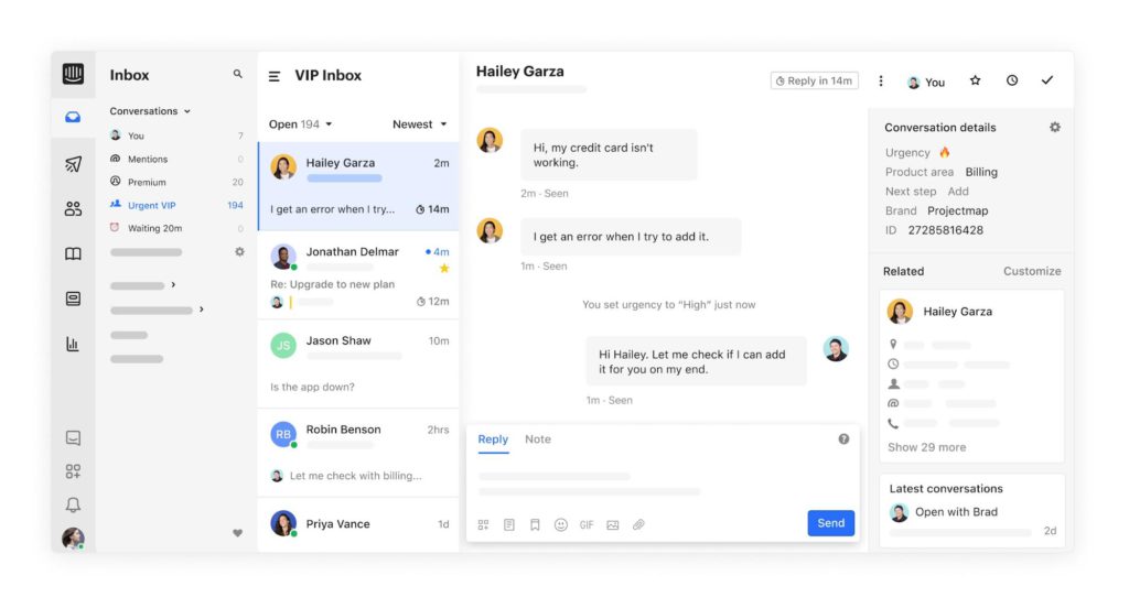 Intercom dashboard
