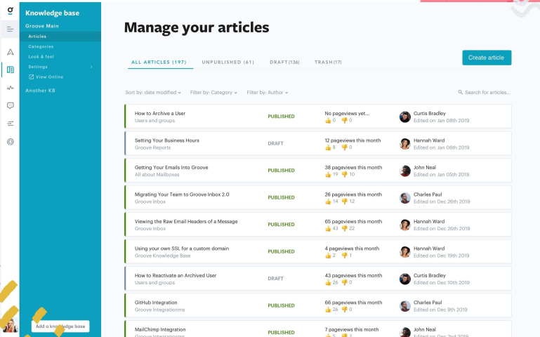 Customer service tool 4 - Groove dashboard