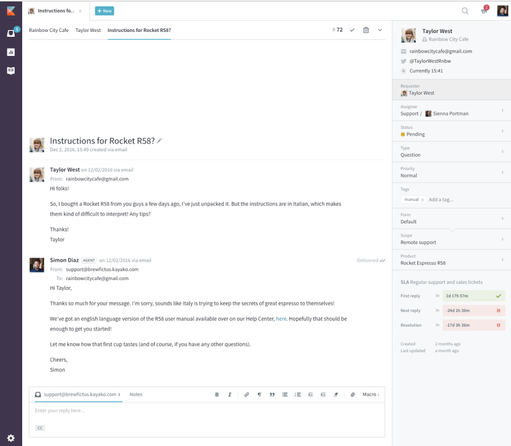 Kayako dashboard