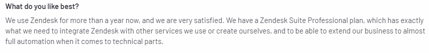 Zendesk positive review
