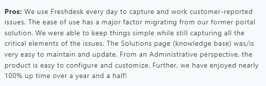 Freshdesk positive review