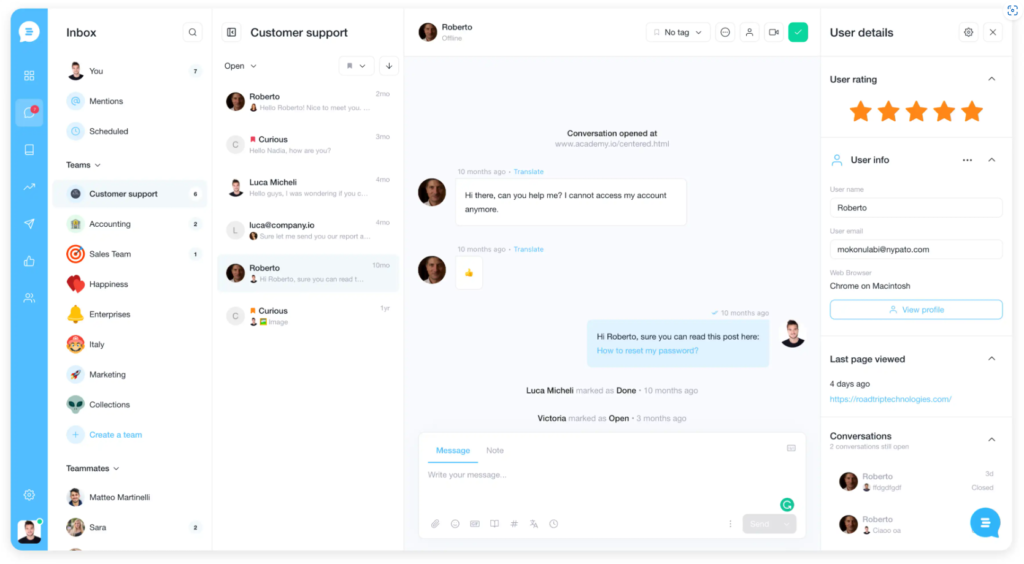 Customerly customer support