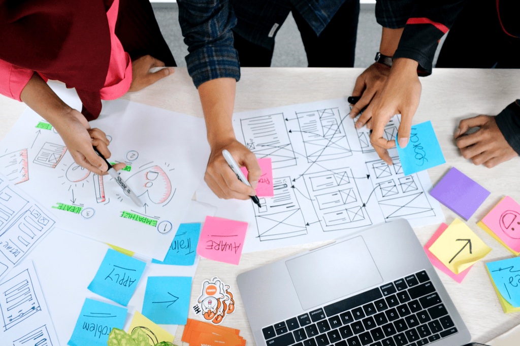 team working on app ux