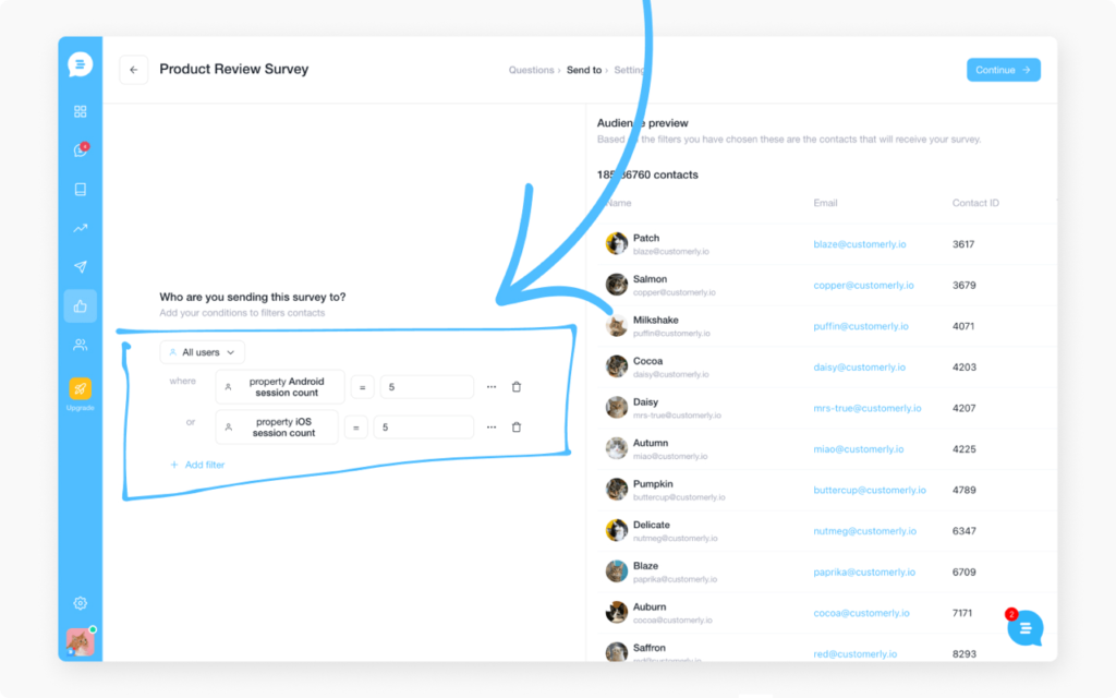 in app survey user segmentation