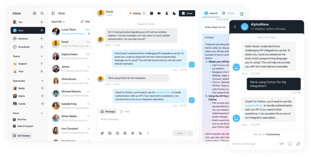 HelpScout alternative #1 -Customerly dashboard