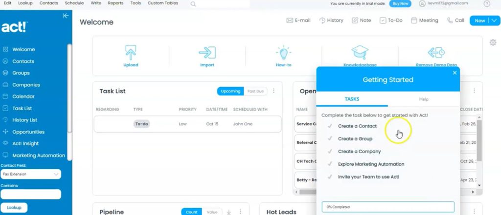 Act dashboard