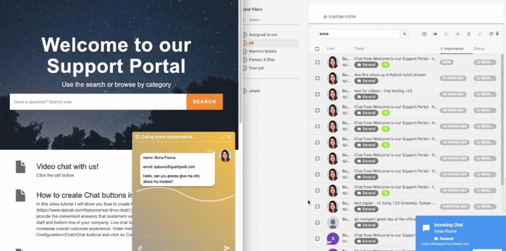 LiveAgent dashboard