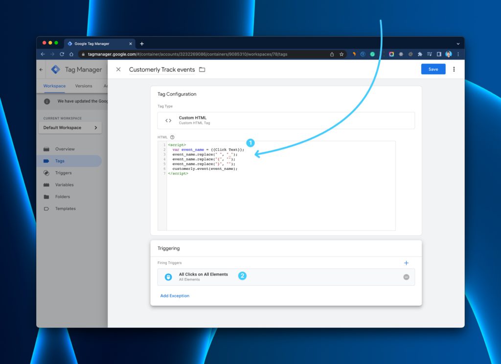 Google Tag Manager add code