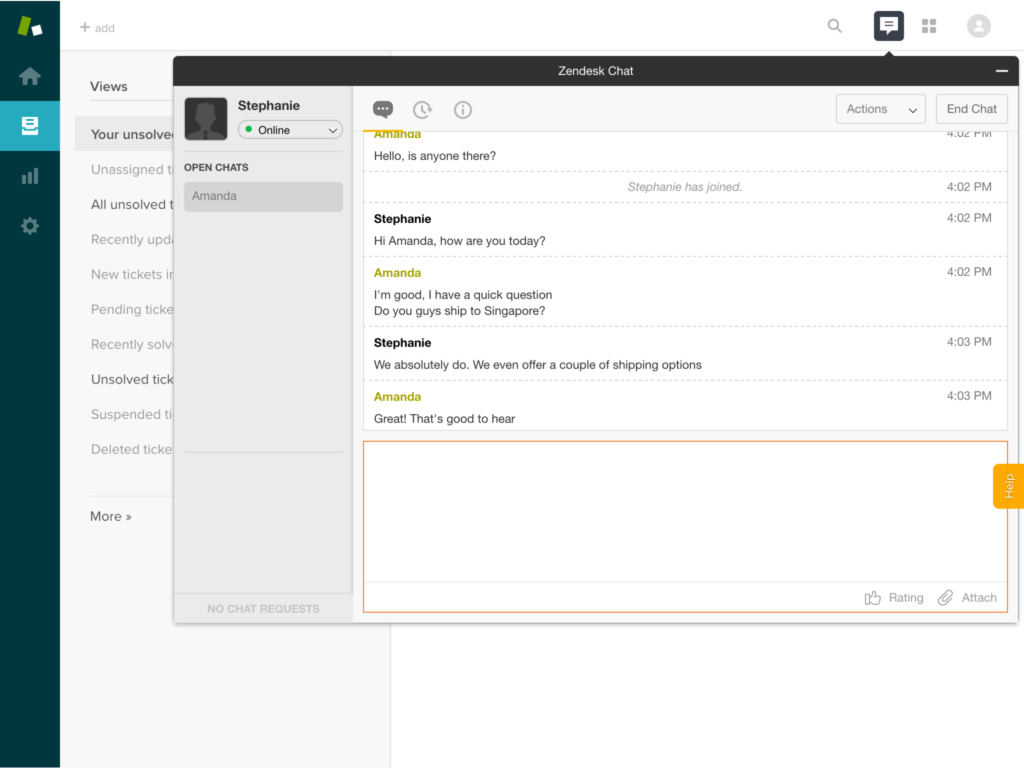 Zendesk dashboard